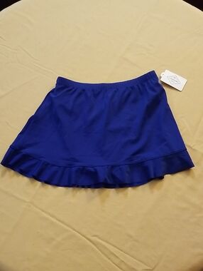 NWT St. John's Bay Navy Women's Ruffle Hem Mini Swim Skirt - Size 8
